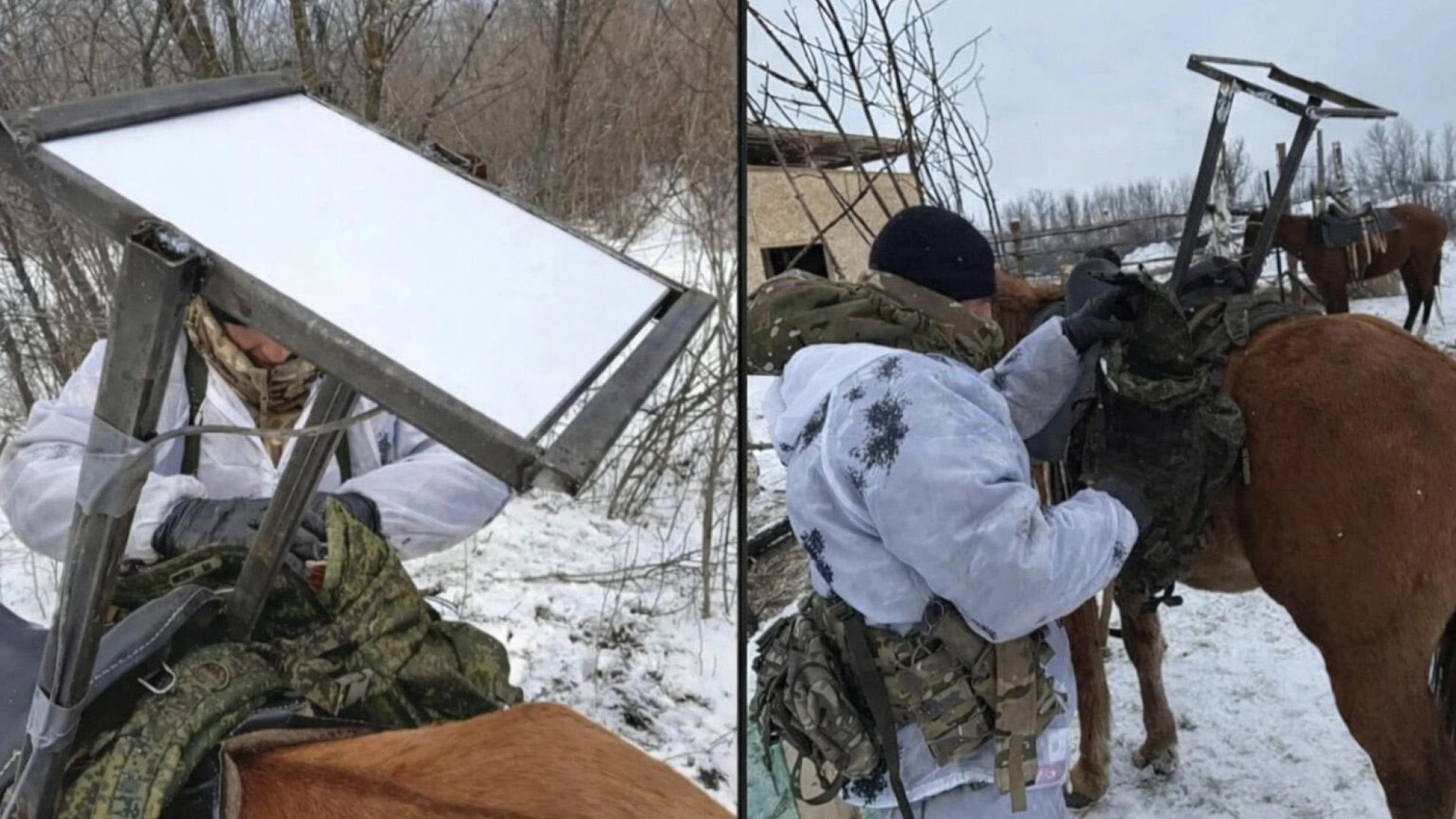 Російські військові прикріпили термінал Starlink до коня